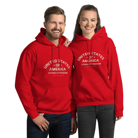 PragerU Stand for Freedom beige hoodie featuring a logo, casual fit, with a front chest logo design.