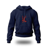 Red emblem on PragerU Freedom Eagle hoodie, featuring a bold eagle graphic on a comfortable hoodie.