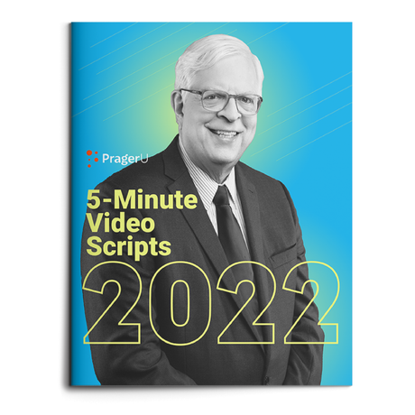 PragerU 2022 Video Scripts PDF e-book showcasing educational script pages with the PragerU branding and title.
