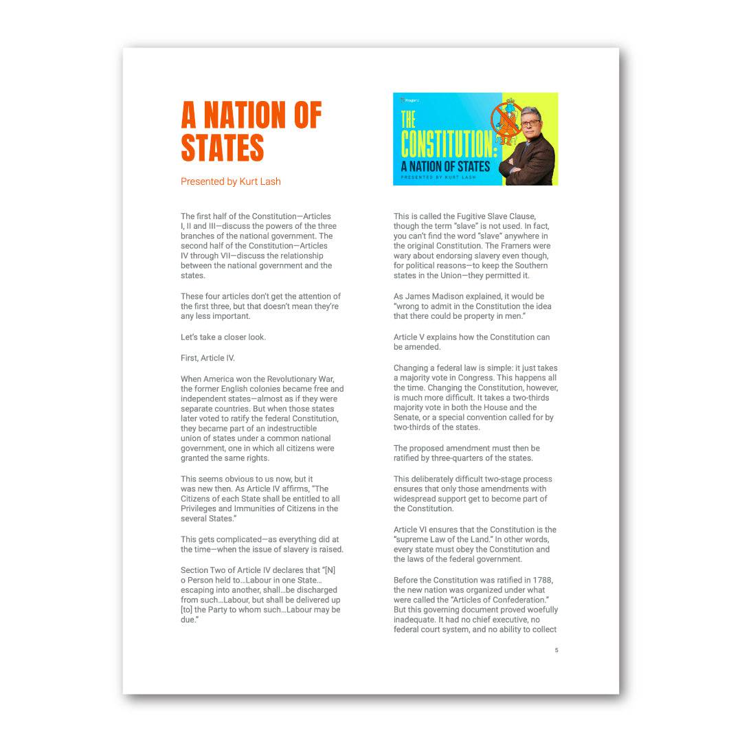 PragerU 2023 Video Scripts PDF e-book, showing the cover with the title and PragerU branding on a digital device.