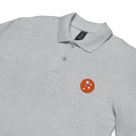 PragerU polo shirt in sport grey, men's size S, featuring the brand logo on the chest and a classic polo collar.