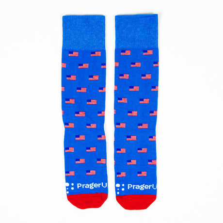 Blue Flag Socks by PragerU featuring flag-themed design, comfortable socks for everyday wear.