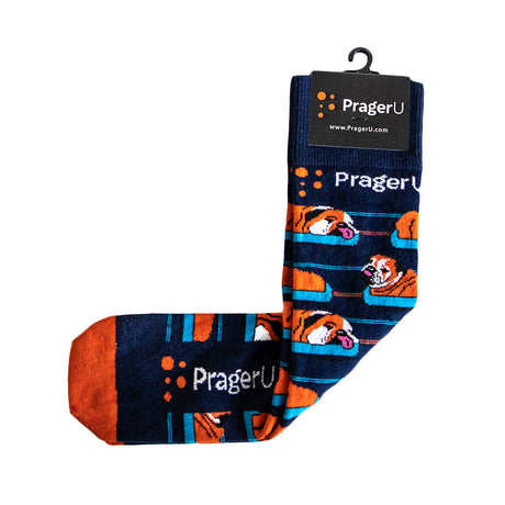 PragerU Otto Socks, casual ankle socks with black and white design, featuring the Otto logo and brand name.