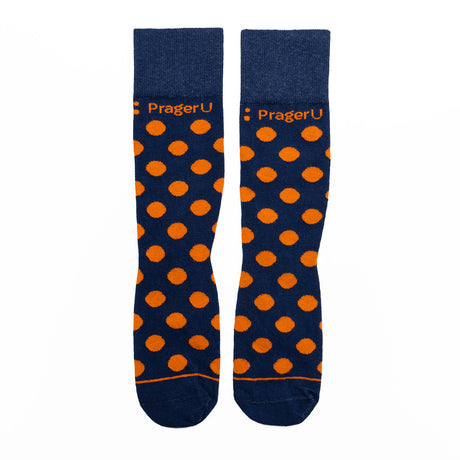 PragerU Dot Socks featuring a colorful dotted pattern, made of comfortable fabric, designed for casual wear.