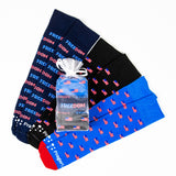 PragerU Sock Trio featuring Freedom-themed socks in various designs, made of comfortable, colorful fabric.
