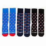 Set of three PragerU America 250 Collection socks featuring patriotic designs and symbols of freedom.