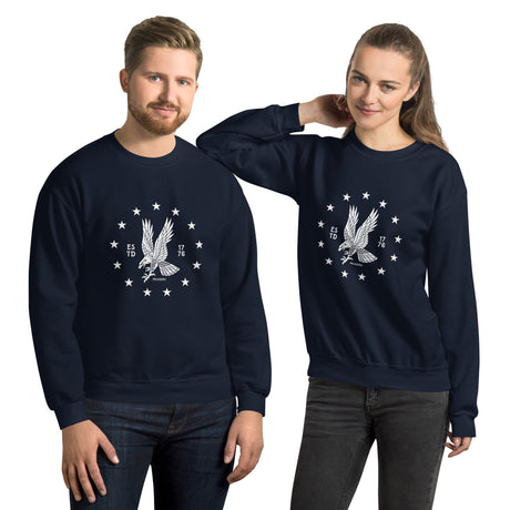 White emblem Freedom Eagle sweatshirt by PragerU, casual white sweatshirt with eagle design, suitable for everyday wear