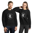 White emblem on a black PragerU Freedom Eagle sweatshirt, showcasing a comfortable cotton sweatshirt with bold patriotic design.