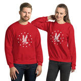 White emblem on a black PragerU Freedom Eagle sweatshirt, showcasing a casual, comfortable sweatshirt with patriotic design.