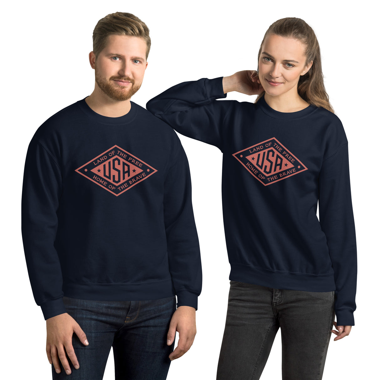 Red logo Land of the Free USA sweatshirt by PragerU, featuring a comfortable black sweatshirt with patriotic design.