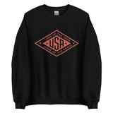 Red logo Land of the Free USA sweatshirt by PragerU, featuring a comfortable fit and bold patriotic design.