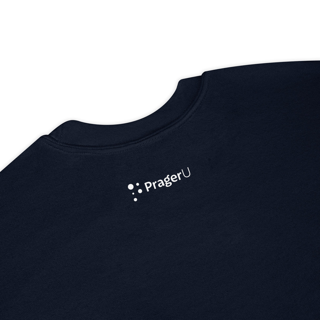 White Land of the Free USA sweatshirt by PragerU featuring a white logo on the front, casual fit and comfortable fabric.