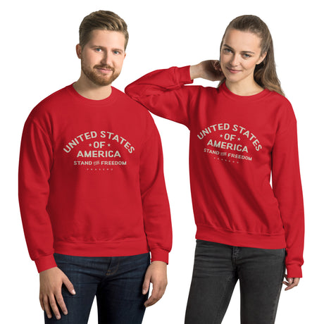 Beige PragerU Stand for Freedom sweatshirt with logo, casual fit, comfortable fabric, displaying the front design.