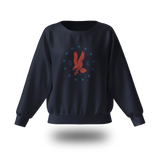 Red emblem on a PragerU Freedom Eagle sweatshirt, showcasing a comfortable casual sweatshirt with patriotic design.
