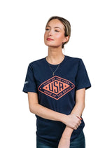 Red logo Land of the Free USA T-Shirt by PragerU, showing a classic fit and bold patriotic design.