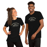 PragerU Stand for Freedom T-shirt in beige with logo, featuring a classic crew neck and comfortable fit.