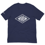 PragerU Land of the Free USA T-Shirt with white logo, casual cotton tee featuring patriotic design.