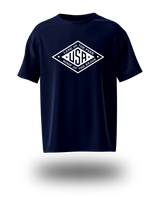 White Land of the Free USA T-shirt by PragerU featuring a patriotic logo design on the front.