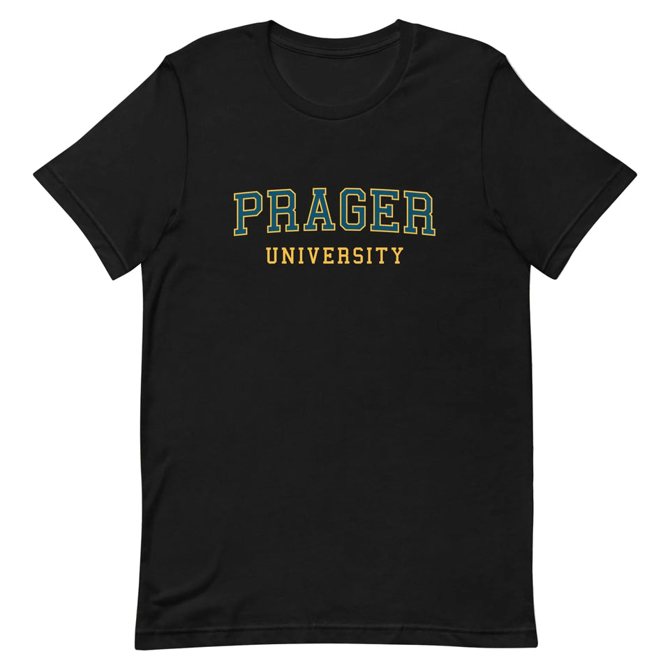 Navy PragerU College T-Shirt in XS size featuring the brand logo and simple design on soft cotton fabric.