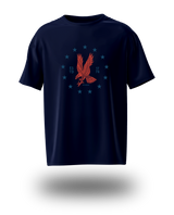 PragerU Freedom Eagle Tee in red with eagle emblem, casual T-shirt featuring patriotic design and comfortable fit.