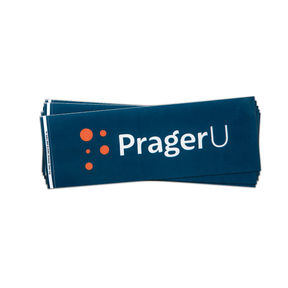 Set of five PragerU bumper stickers featuring educational and political designs on white background.