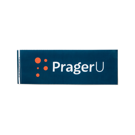 PragerU bumper sticker featuring the PragerU logo, designed for vehicle decoration and expressing support for the organization.