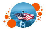 PragerU USA outdoor flag with stars and stripes, fluttering on a pole, suitable for display outside.