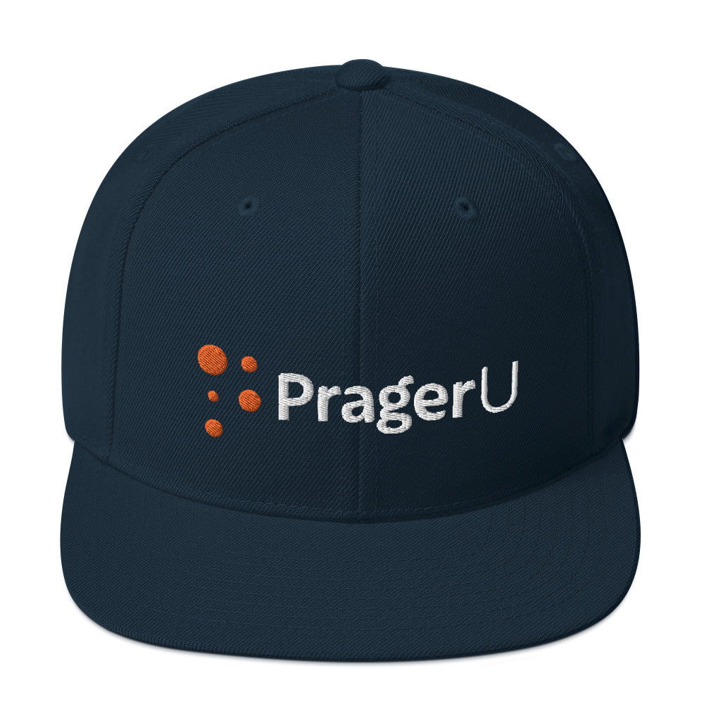 Black PragerU hat with adjustable strap and embroidered PragerU logo, casual and comfortable headwear for everyday wear.