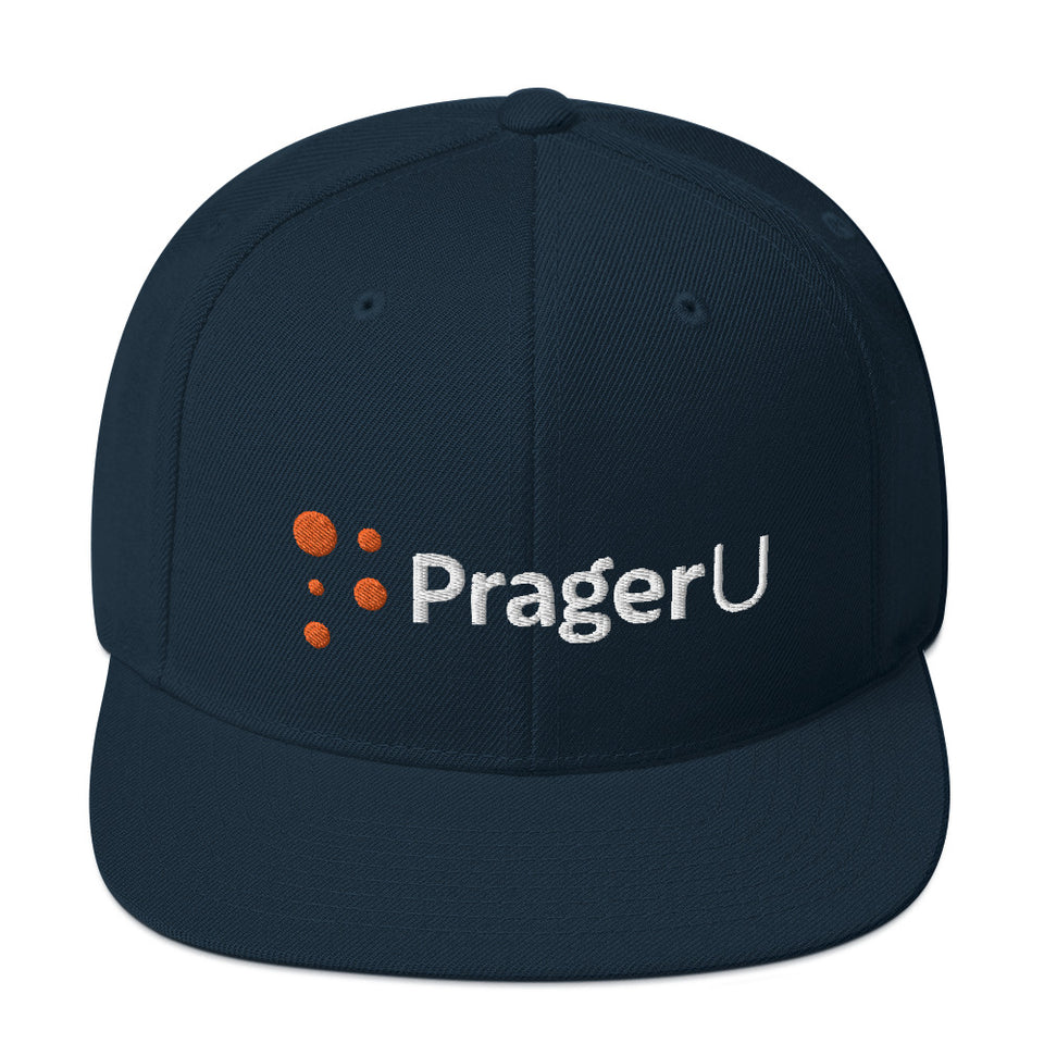 Black PragerU hat with adjustable strap and embroidered PragerU logo, casual and comfortable headwear for everyday wear.