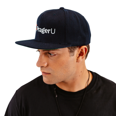 Black PragerU hat featuring the brand logo on the front, adjustable strap, and classic baseball cap style.
