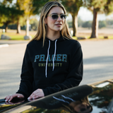 Black PragerU sweatshirt with a comfortable fit, featuring the PragerU logo on the front, ideal for casual wear.