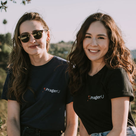 Black PragerU T-Shirt for women, size XS, featuring the PragerU logo on the front. Made from soft, comfortable fabric.