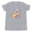 Young Dennis & Otto Youth Short Sleeve T-Shirt by PragerU, featuring colorful cartoon characters on a casual cotton T-shirt.