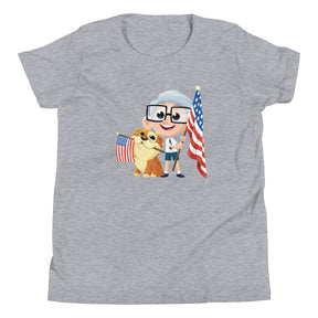 Young Dennis & Otto Youth Short Sleeve T-Shirt by PragerU, featuring colorful cartoon characters on a casual cotton T-shirt.