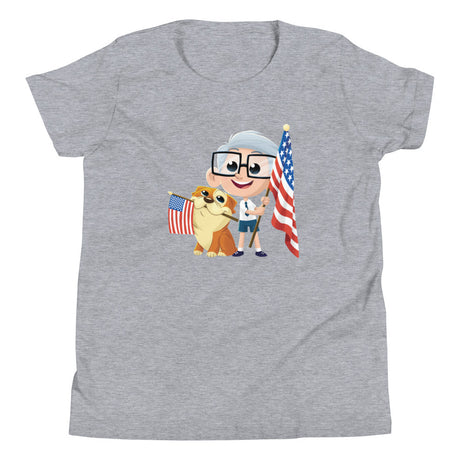 Young Dennis & Otto Youth Short Sleeve T-Shirt by PragerU, featuring colorful cartoon characters on a casual cotton T-shirt.